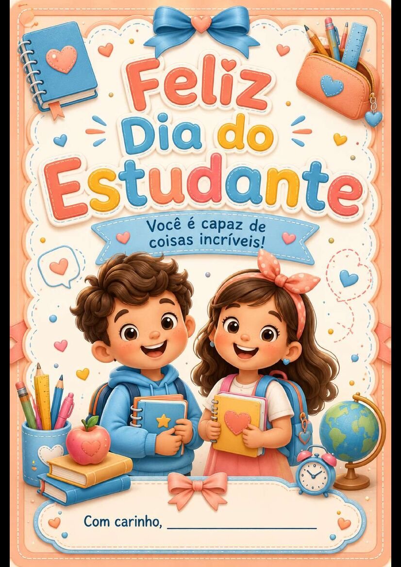 Cartões para dia do estudante engraçados e fofos uso em sala página 14